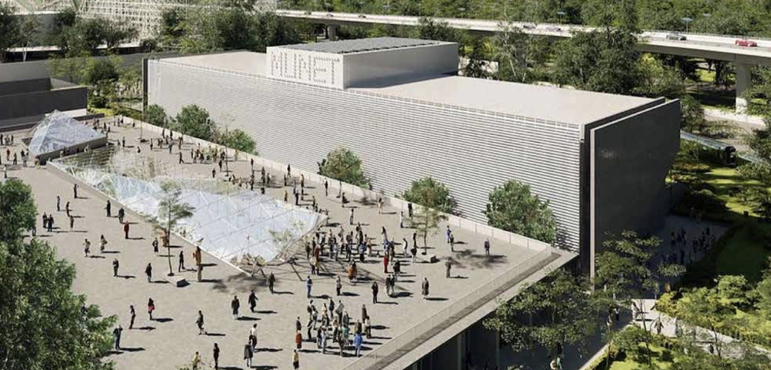 Render del Museo de Arte de Zapopan visto desde el aire